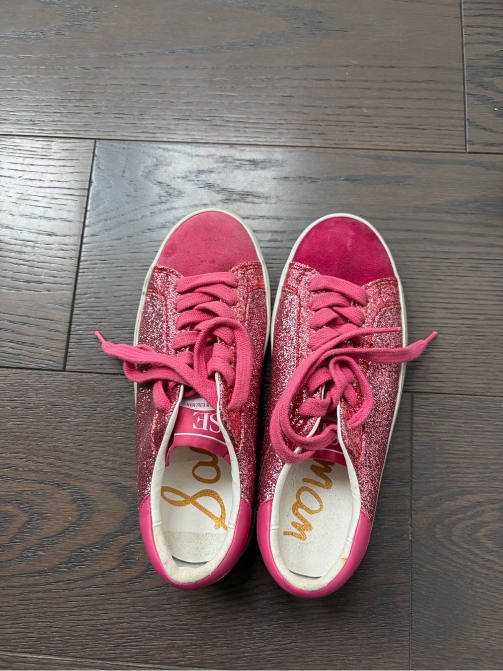 Sam Edelman Hot Pink Glitter Kids Sneakers